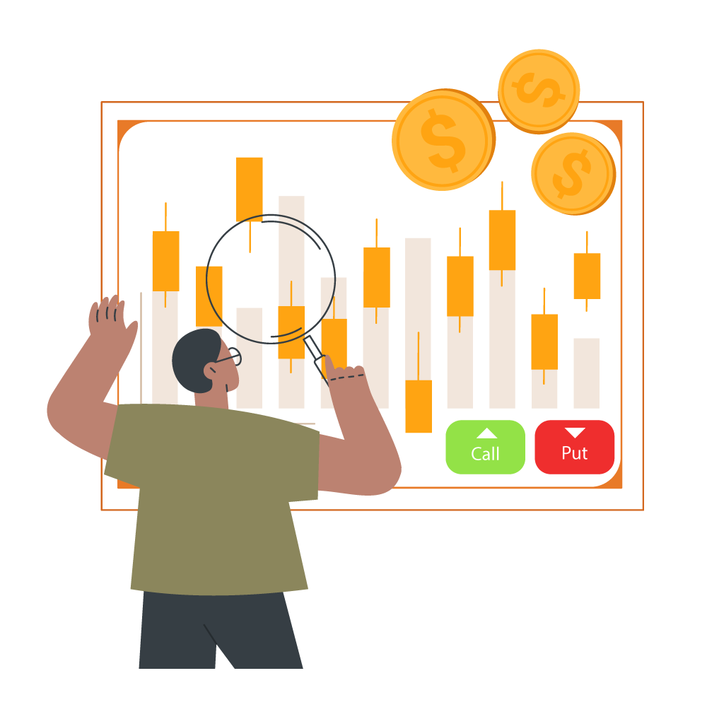 Man showcasing a chart with a dollar sign, representing financial metrics or economic insights.